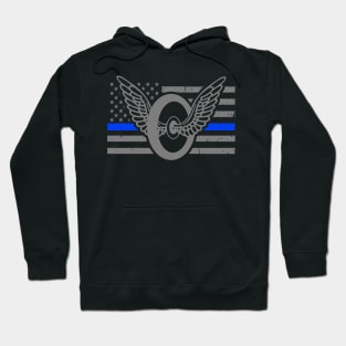 Motorcycle Cop - Thin Blue Line Flag - Motor Unit Hoodie